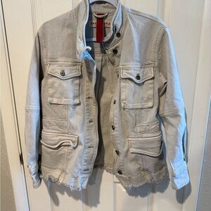 Free People Harley Military denim jacket in a white washed  gray Sz XS